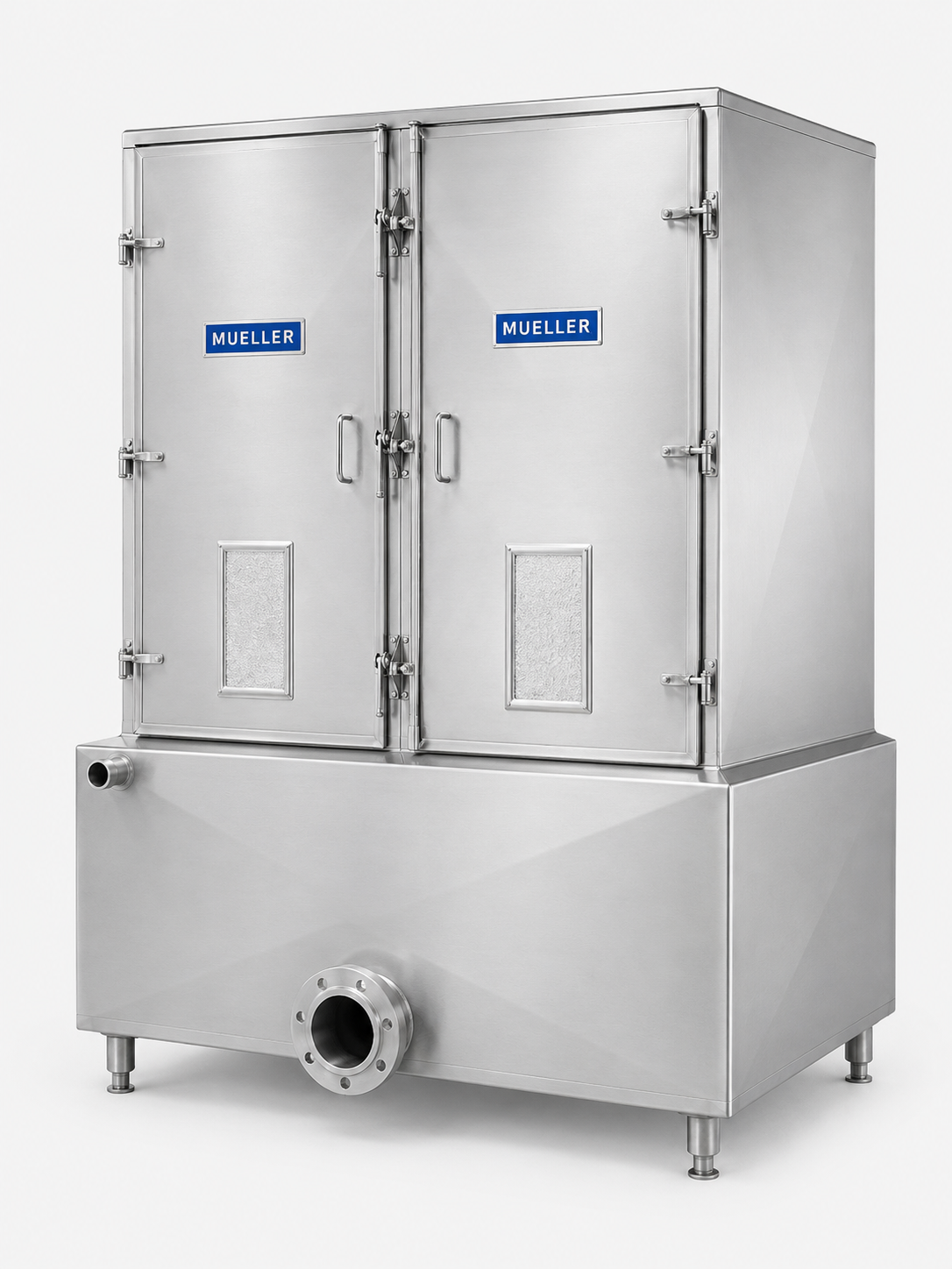 4x8 falling film chiller with Temp-Plate evaporator plates in an enclosed cabinet